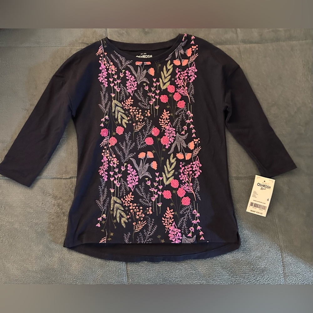 NWT - Girls Osh Kosh long sleeve shirt - size 6 / color Blue